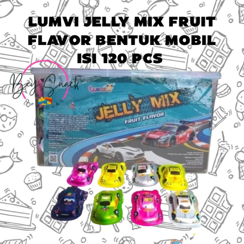 

LUMVI JELLY MIX FRUIT FLAVOR BENTUK MOBIL ISI 120 PCS