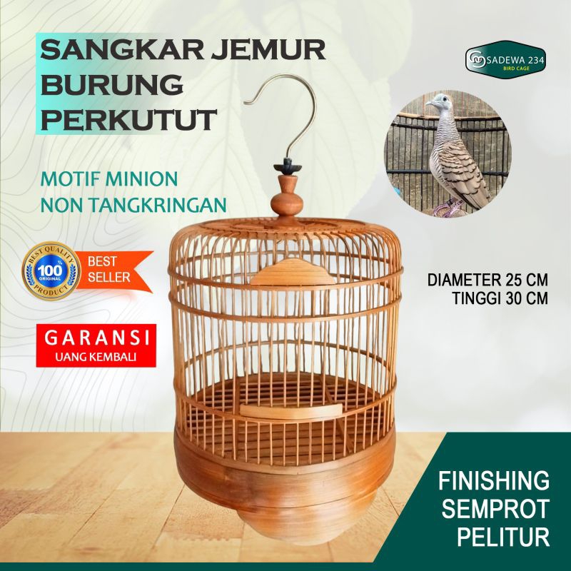 Sangkar perkutut mini full bambu diameter 25 cm finishing