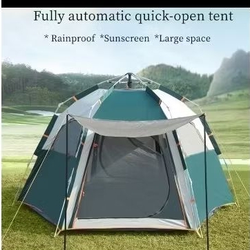tenda otomatis Tenda Camping Hexagonal Windproof Outdoor 5-8 Orang