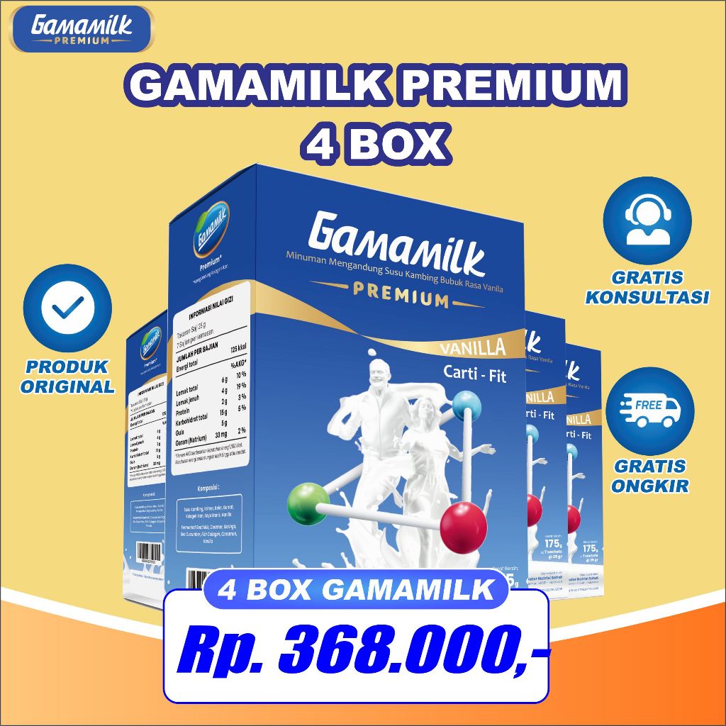 

GAMAMILK PREMIUM - (4 BOX) Minuman Mengandung Susu Bubuk Rasa Vanilla