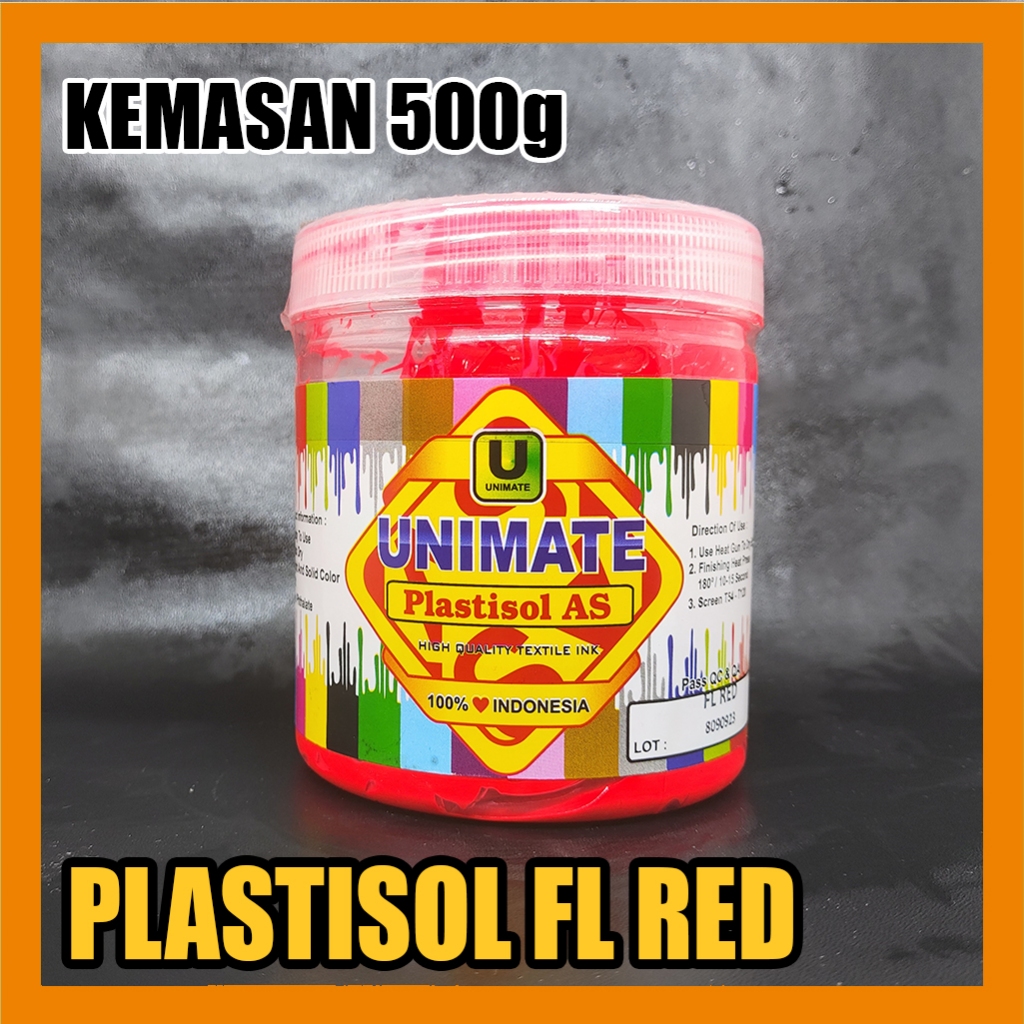 

Tinta Sablon Plastisol AS Unimate warna Flo Red 500g