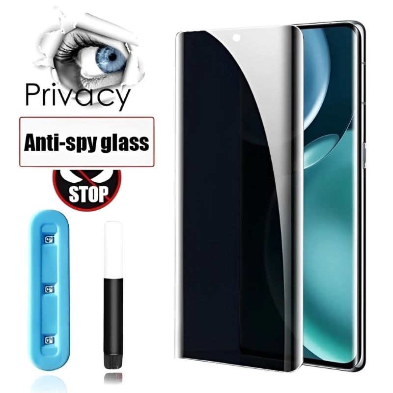 Tempered Glass Privasi For Infinix Hot 50 Pro Plus Khusus Layar Lengkung NANO UV Lem Terpisah Ponsel