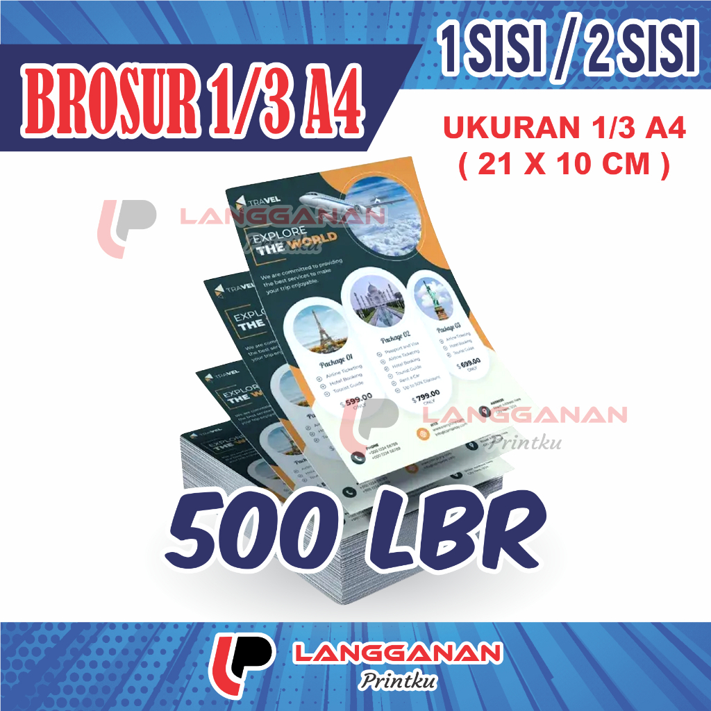 

[ 1 RIM ] CETAK BROSUR 1/3 A4 AP 120 GSM CETAK FLYER ARTPAPER 120 GSM PROSES CEPAT FULL COLOR