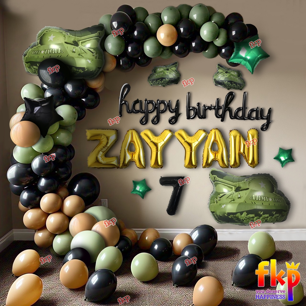 FUN KIDS PARTY Balon JUMBO Tank Army / Set Dekorasi Army / Set Dekorasi Garland Tema Tank / Dekorasi