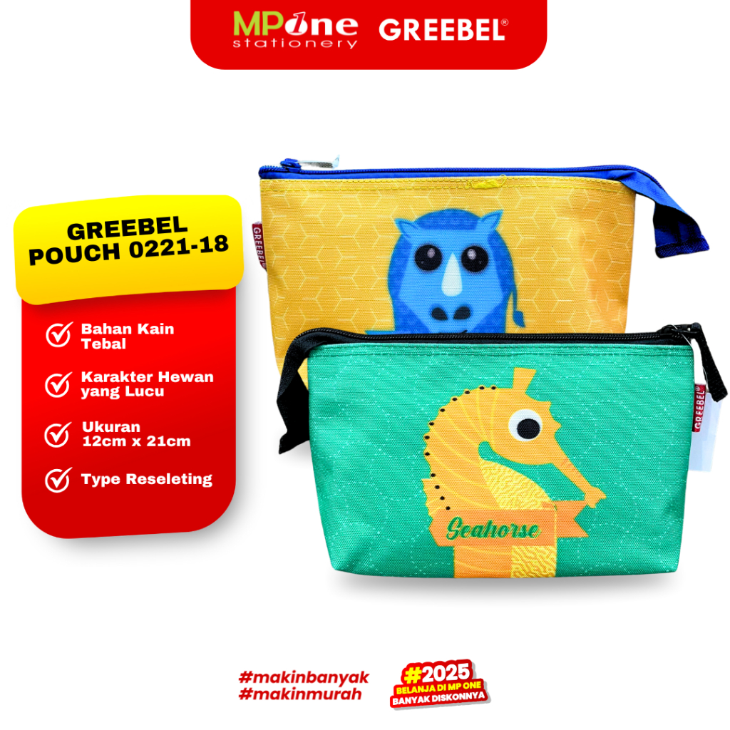 

Greebel Kotak Pensil Kain Pouch Lucu 0221-18 / Tempat Pensil Resleting / Pensil Case Pouch 0221-18 GREEBEL