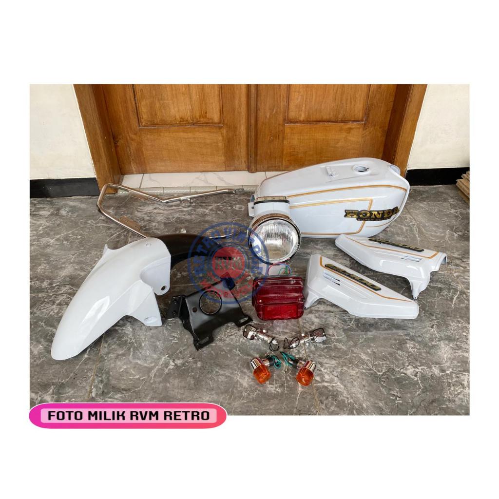 Paket Body Honda GL100 Satu Set Warna Putih Komplit paket full GL100 Putih