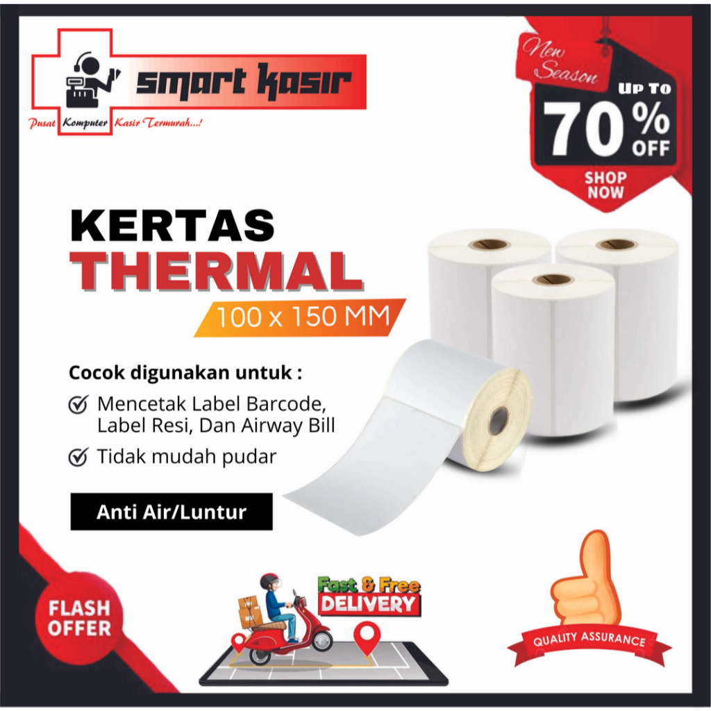 

Kertas Label Thermal 100x150 isi 300pcs Sticker Resi