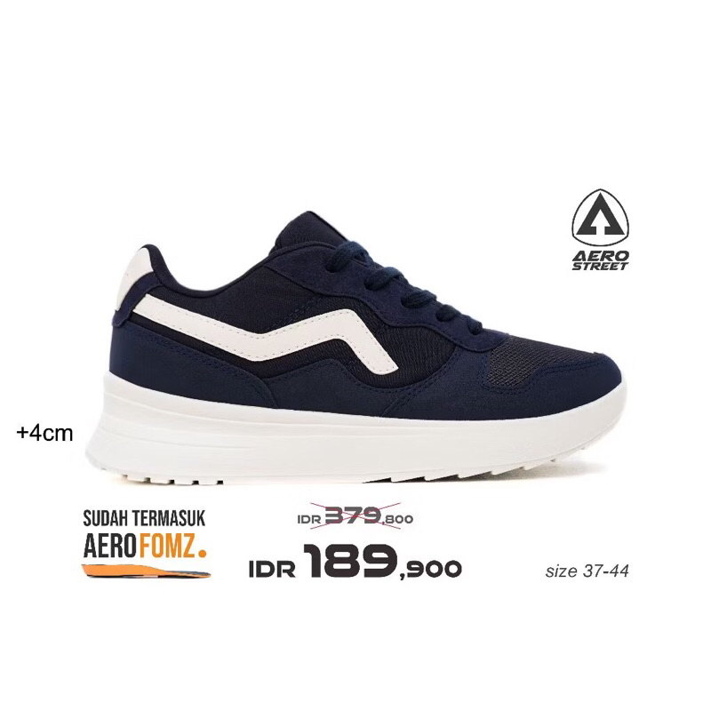 Aerostreet Massive Evo Natural Navy Emas - Sepatu Sneakers Casual
