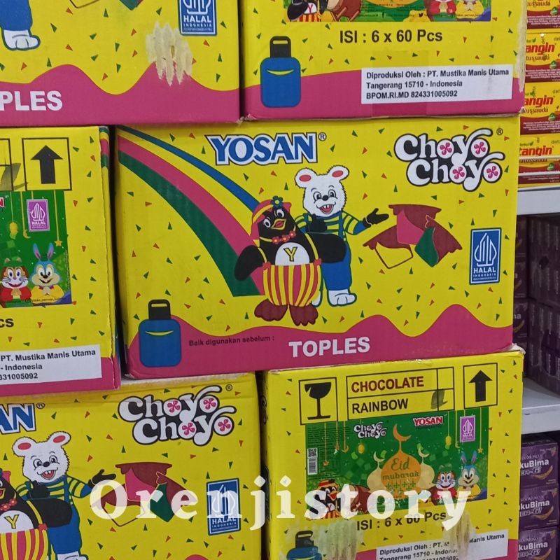 

choyo choyo toples 1 dus isi 6 toples coklat cup rainbow chocolate