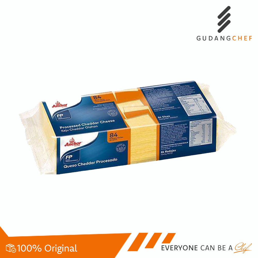 

Anchor Keju Slice Cheddar Olahan - 84 lembar (Processed Cheddar Cheese Orange Slice)