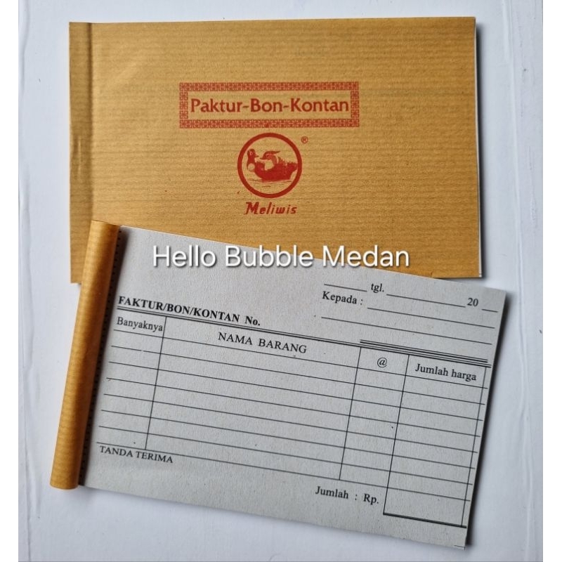 1 Buah Bon Faktur 1 Rangkap Kecil Meliwis Bahan Kertas Koran