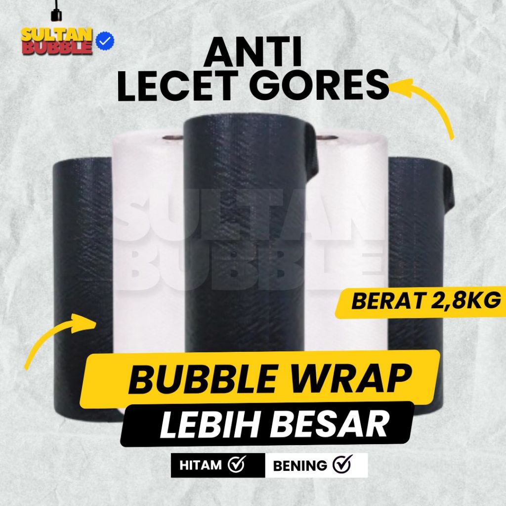 

Bubble Wrap Roll 120x50 meter Bening/Hitam 2,8kg Lebar 125cm Panjang 50meter Bubble Tebal Tanpa Core Lentur Kualitas Baik Premium Gratis Ongkir