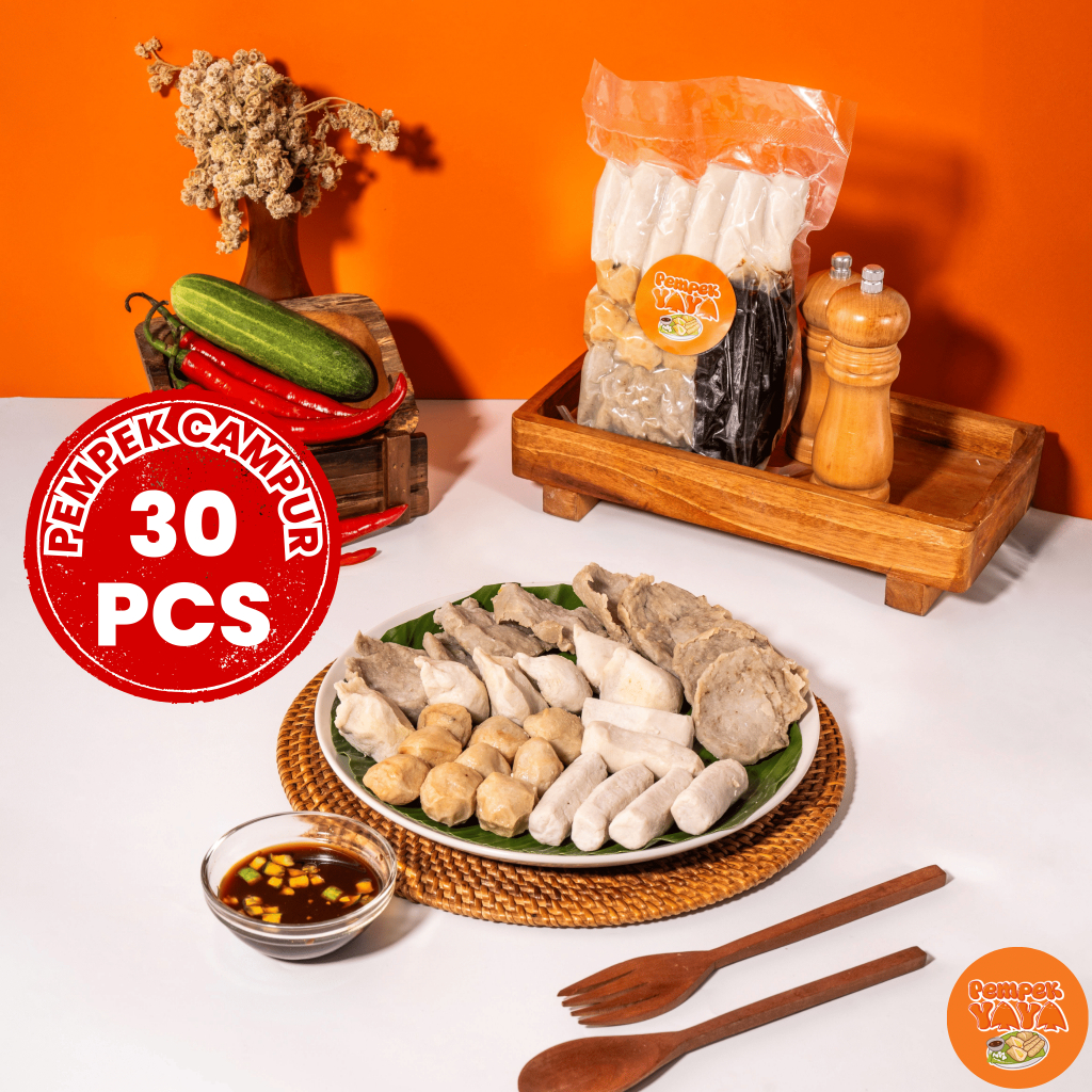 

Pempek Yaya - Pempek Campur / Mix Isi 30 Pcs + Cuko Sachet 3 Pcs - Pempek Khas Palembang Asli Ikan Kemasan Frozen / Vakum