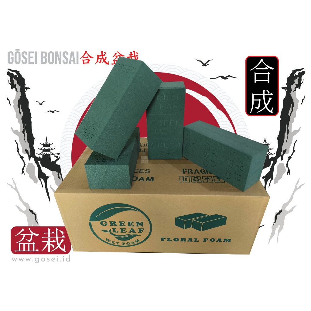 Oasis Busa Bunga Segar - Green Leaf - Wet Floral Foam - Busa Basah 1 Dus isi 20 Pcs