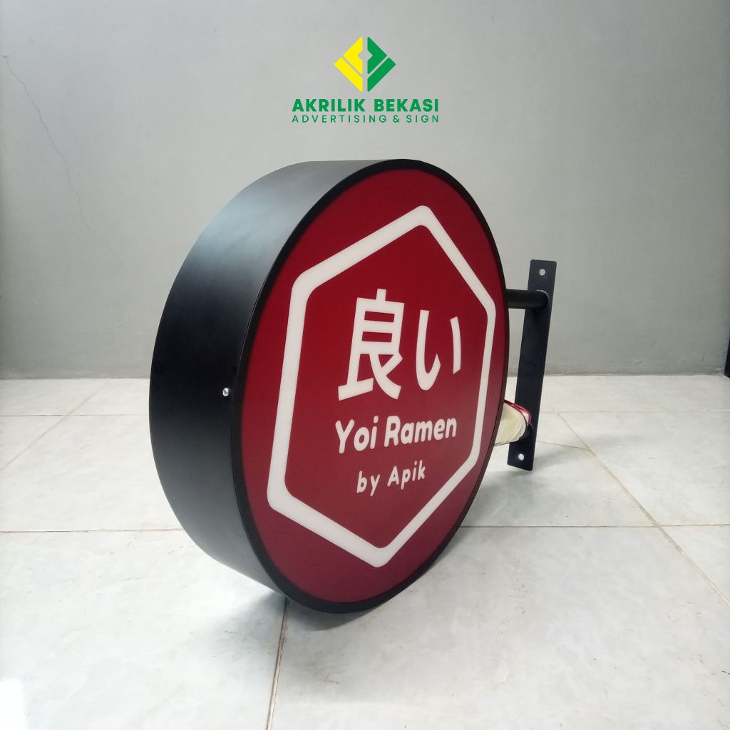 Neon box bulat diameter 80 cm 2 sisi