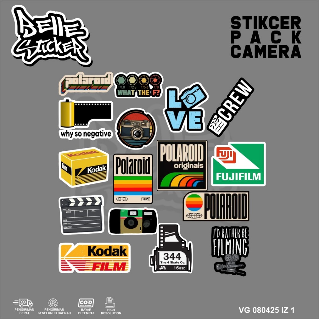 

Stiker Pack Camera Stiker Dekorasi Scrapbook Aesthetic Waterproof untuk Laptop Motor dan Helm