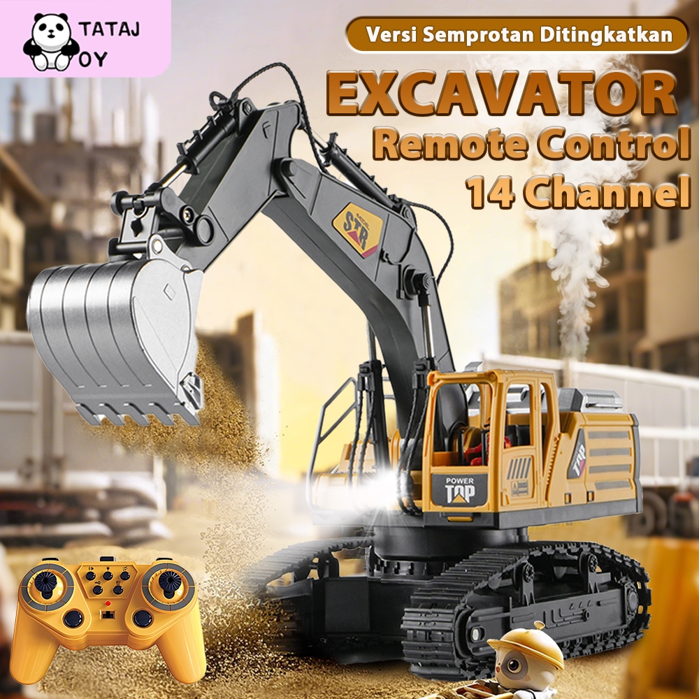 Tatajoy 1:14 Mainan Excavator Remote Control Besar 14Channel Ekskavator Mainan Anak 2.4Ghz 14Channel