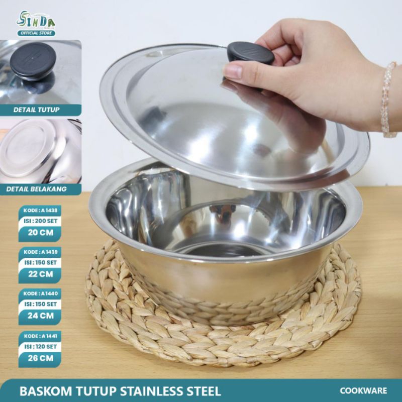 555 Baskom stainless tutup