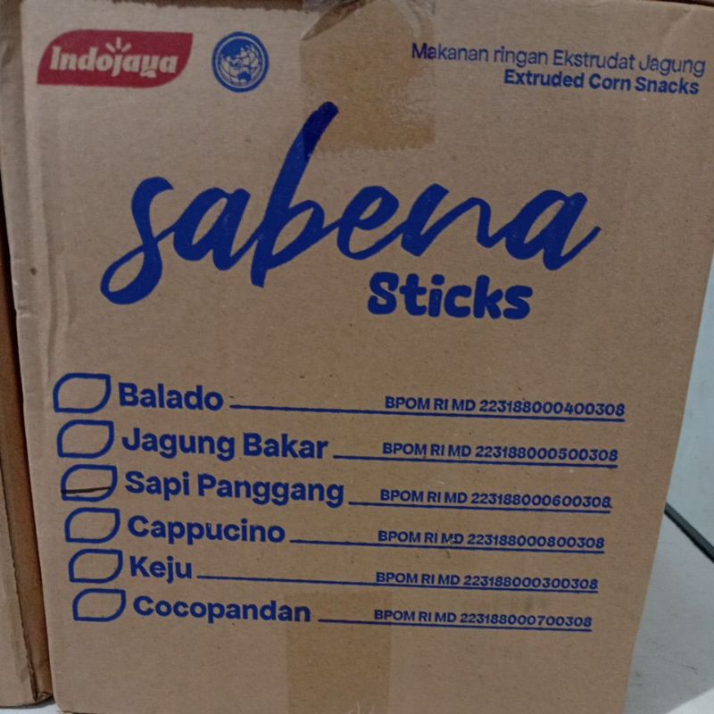 

sabena stick rasa sapi panggang kartonan isi 5pack ×340g