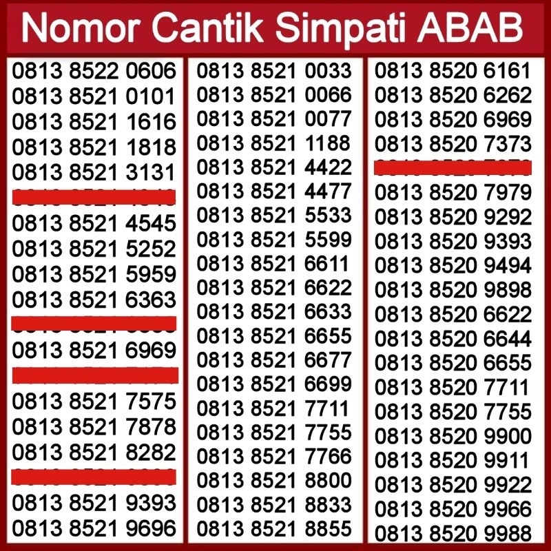 Nomor Cantik Telkomsel Kartu Perdana Nomer Hp Murah No Cantik SIMPATI MURAH ABAB ABCD ABC Triple 888