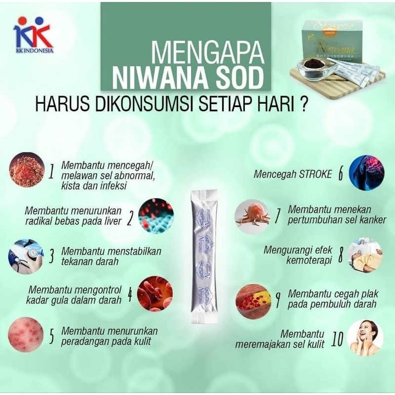 Suplemen Niwana SOD Antioksidan tinggi original Ecer /1 Box 30 sachet / obat kanker herbal cancer ke