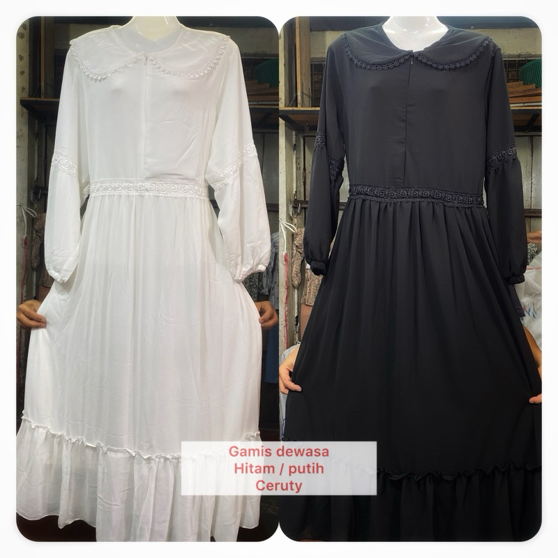 Gamis Sifon Dewasa Hitam / Putih