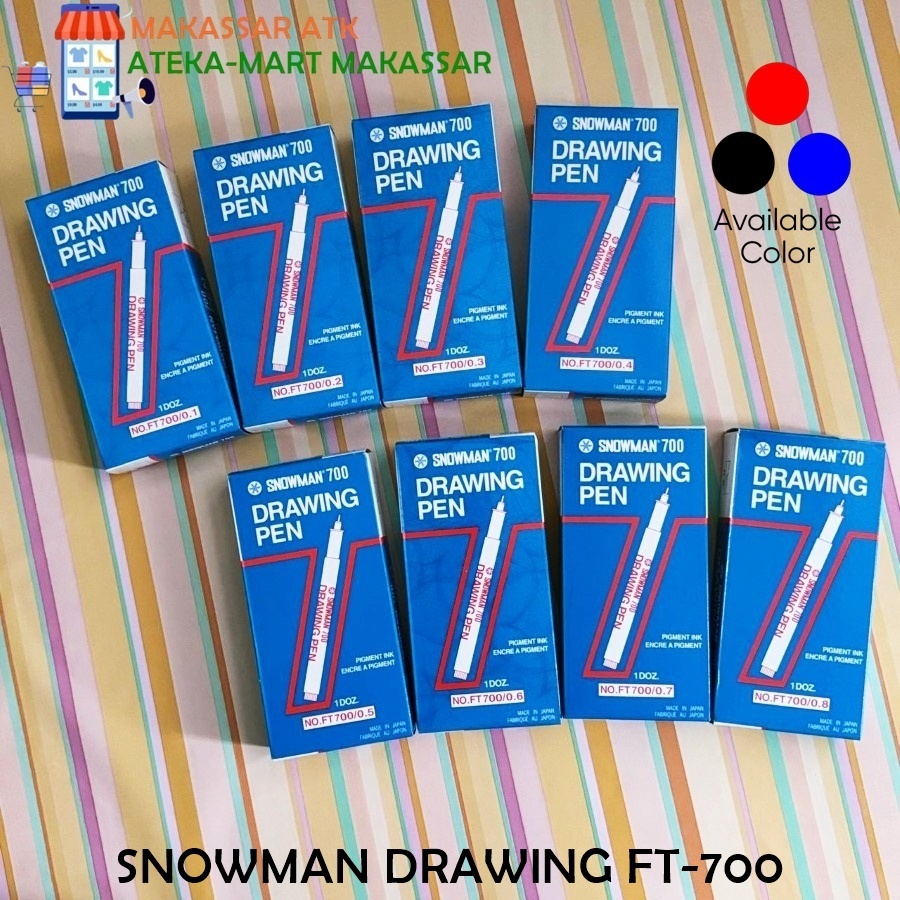 

[BOX/12PCS] SNOWMAN DRAWING PENS PEN GAMBAR HITAM BIRU MERAH