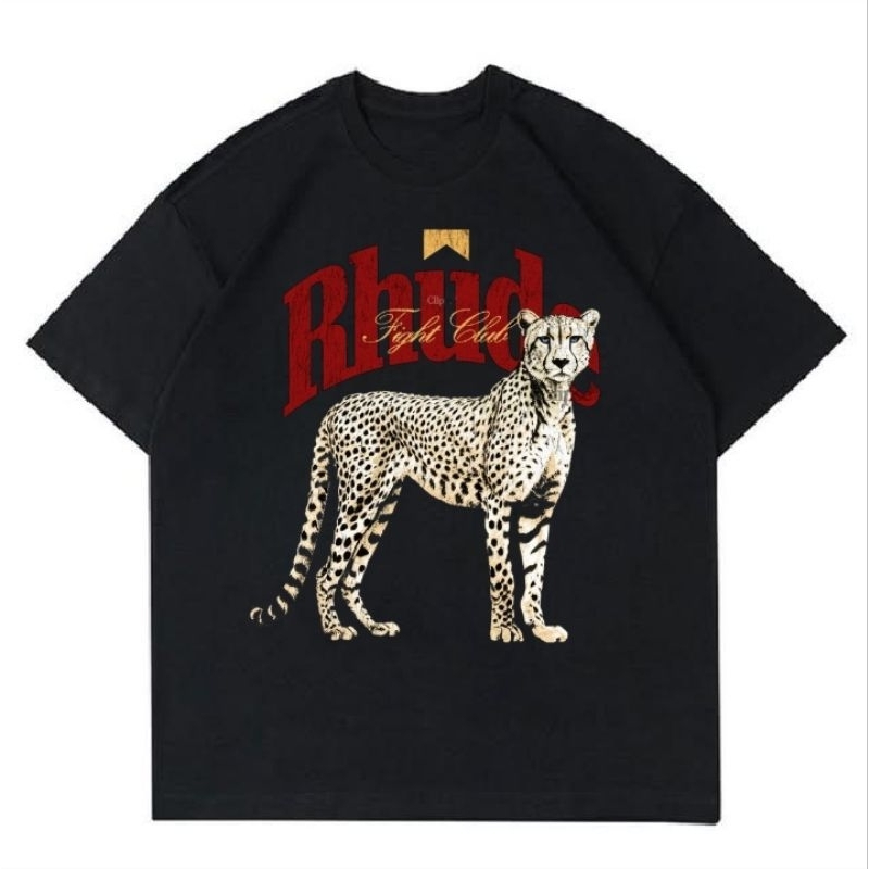 KAOS RHUDE TUTUL | T-SHIRT BLACK RHUDE | BAJU MOTIF PRINT BLACK