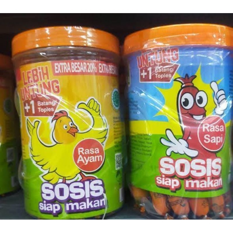 

Sosis So Nice Siap Makan Rasa Sapi dan Rasa Ayam toples isi 24 pcs + 1 pcs