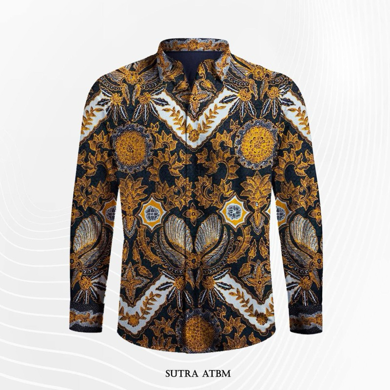 batik tulis sogan kemeja bahan sutra atbm 4895A