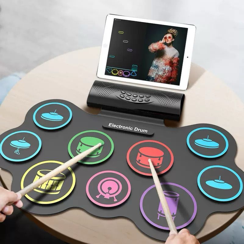 (Belly Kids) Elektrik Drum Elektronik Portabel Digital USB 7 Bantalan Roll Up Drum Set Silicone Elec