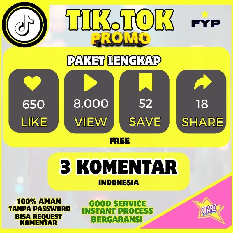 Paket Lengkap Fyp Like Tiktok Murah Auto Fyp