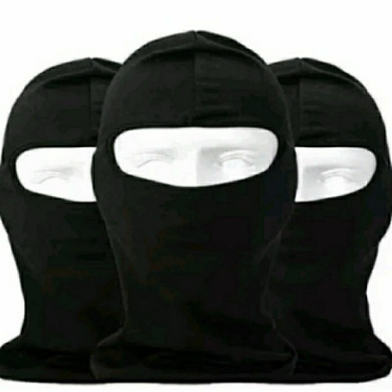 masker Topi Ninja full face Tebal warna Hitam polos panjang sampai Leher masker Penutup Wajah