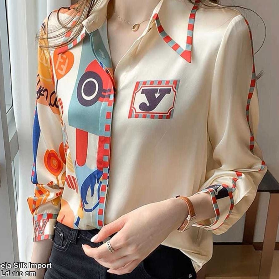 Hot Sale  KEMEJA BANGKOK SILK IMPORT ATASAN WANITA