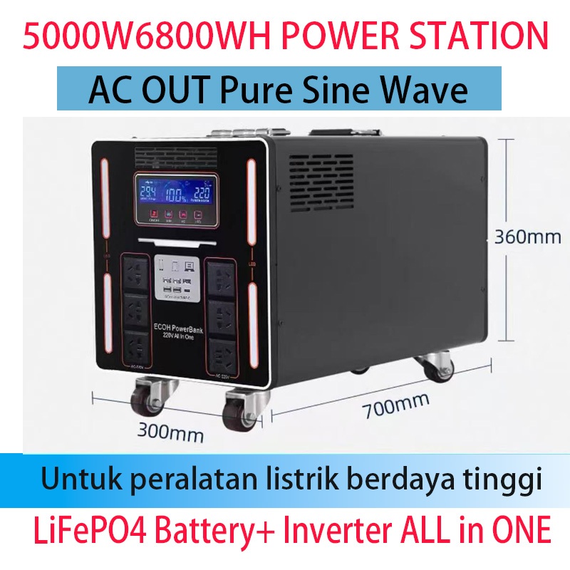 220V 5000W outdoor large capacity lithium battery mobile power supply station Bank daya baterai lith
