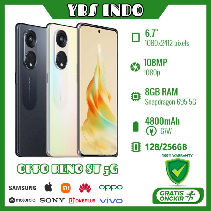 OPPO RENO 8T 5G RAM 8/256GB Second Original Garansi