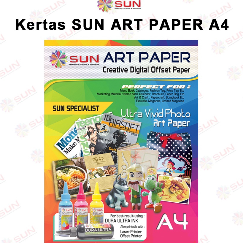 Kertas Art Paper  SUN ART PAPER 1 12 15 21 23 26 gram Ukuran Kertas A4 F4