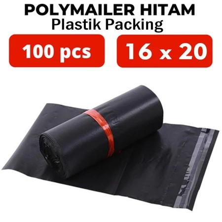 

Plastik Polymailer Hitam Semi Glossy 16x20 isi (100pcs) Plastik Packing