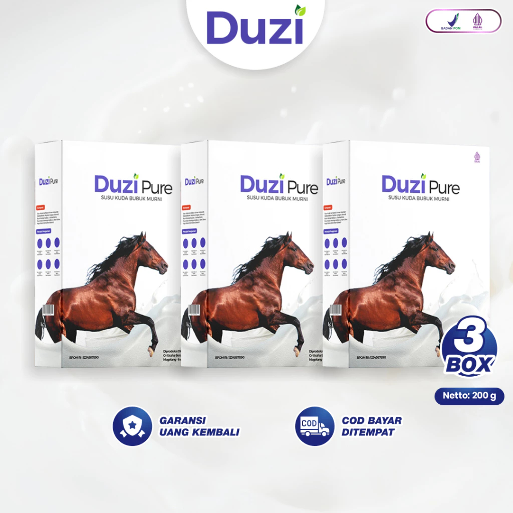 

Duzi Pure 3BOX - Susu Sehat Kuda Bubuk Murni 200g/BOX