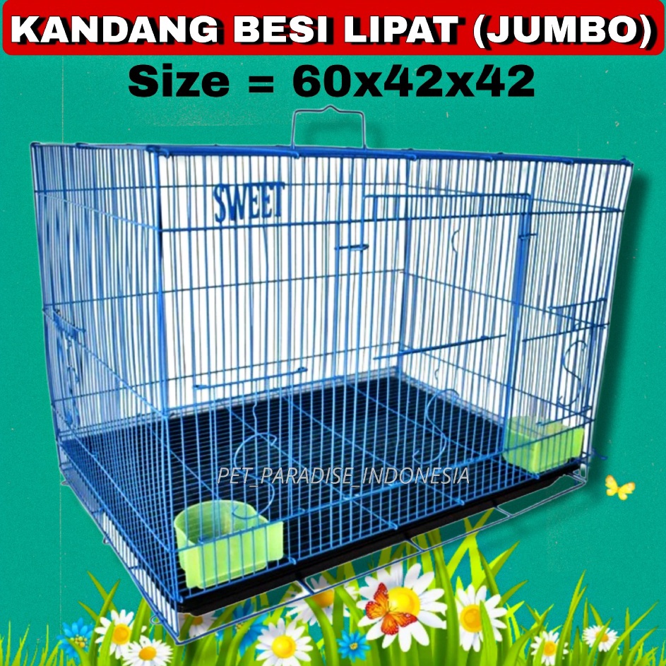 BISA COD  PPI Kandang Besi Lipat JUMBO 6x42x42 Kandang Kucing Anjing Kelinci Musang Burung Love Bird
