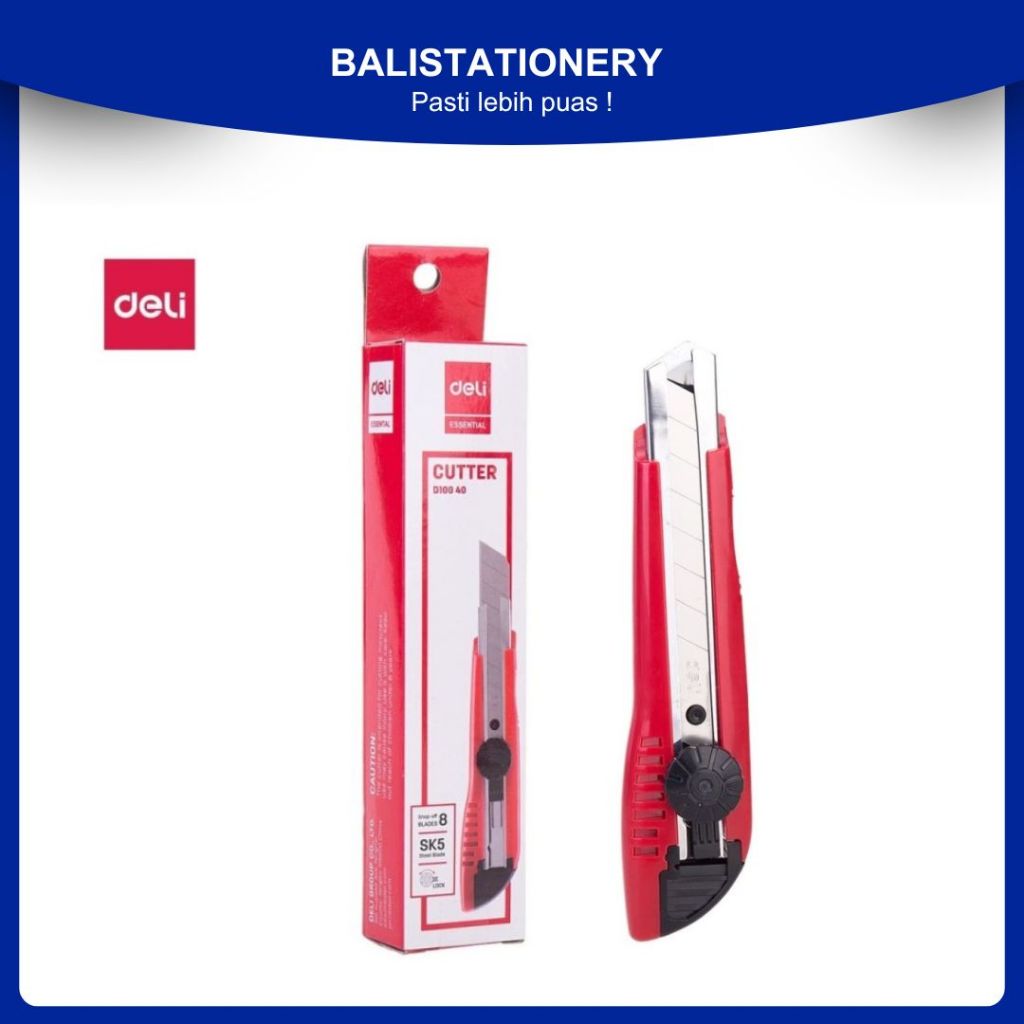 

Cutter Besar Deli CD10040 – Pisau Cutter Serbaguna untuk Kertas, Karton & Kerajinan – Warna Merah
