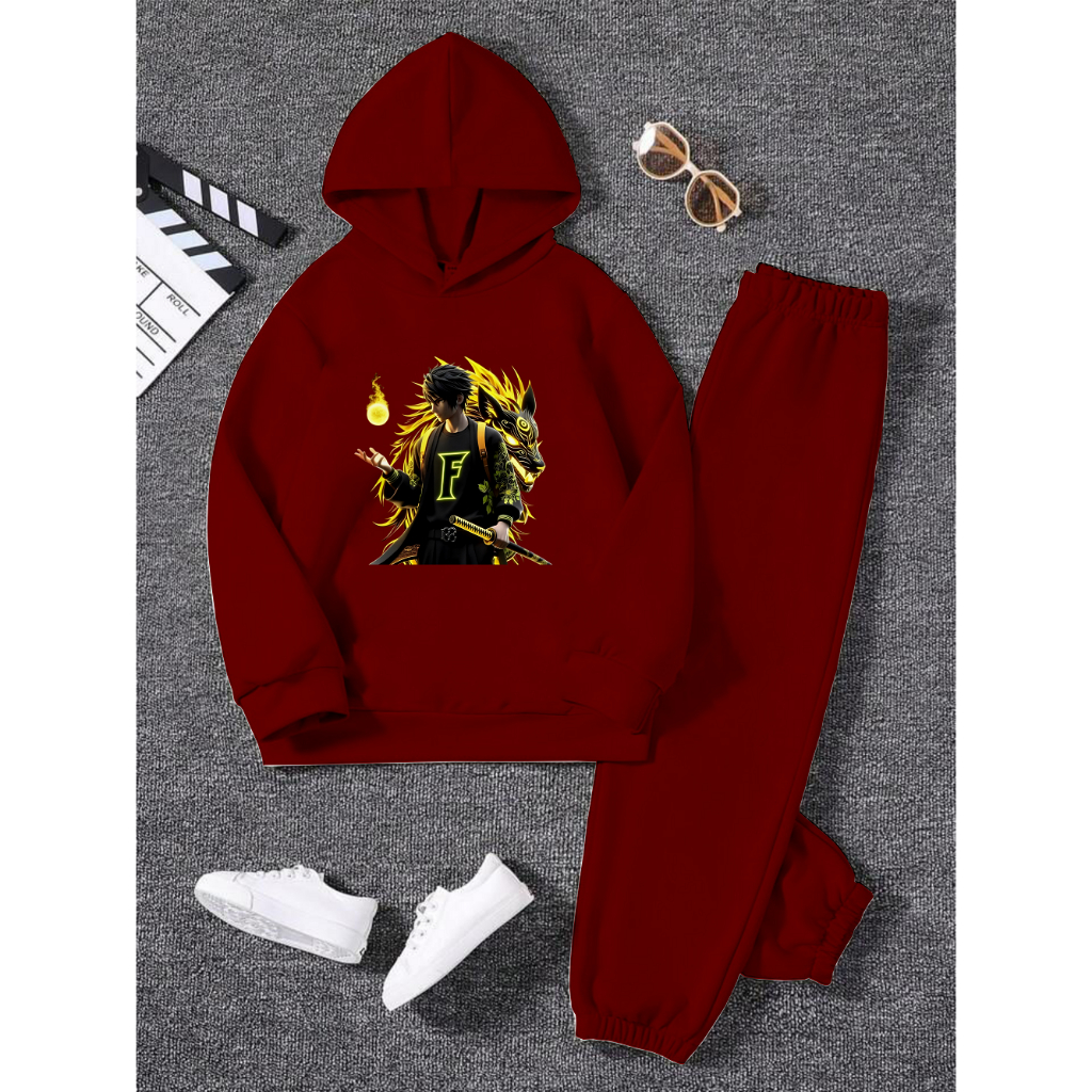 GG Setelan Sweater Hoodie Topi Anak Remaja Gambar FF Kitsu