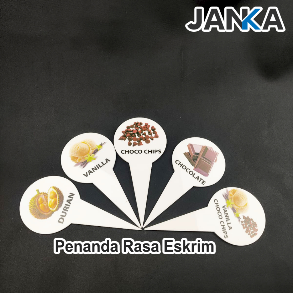

JANKA Akrilik Tag Eskrim Nama Nama Buah Rasa Display Tag Ice Cream Gelato Custom Print UV Label Flavor Tulisan Dan Gambar