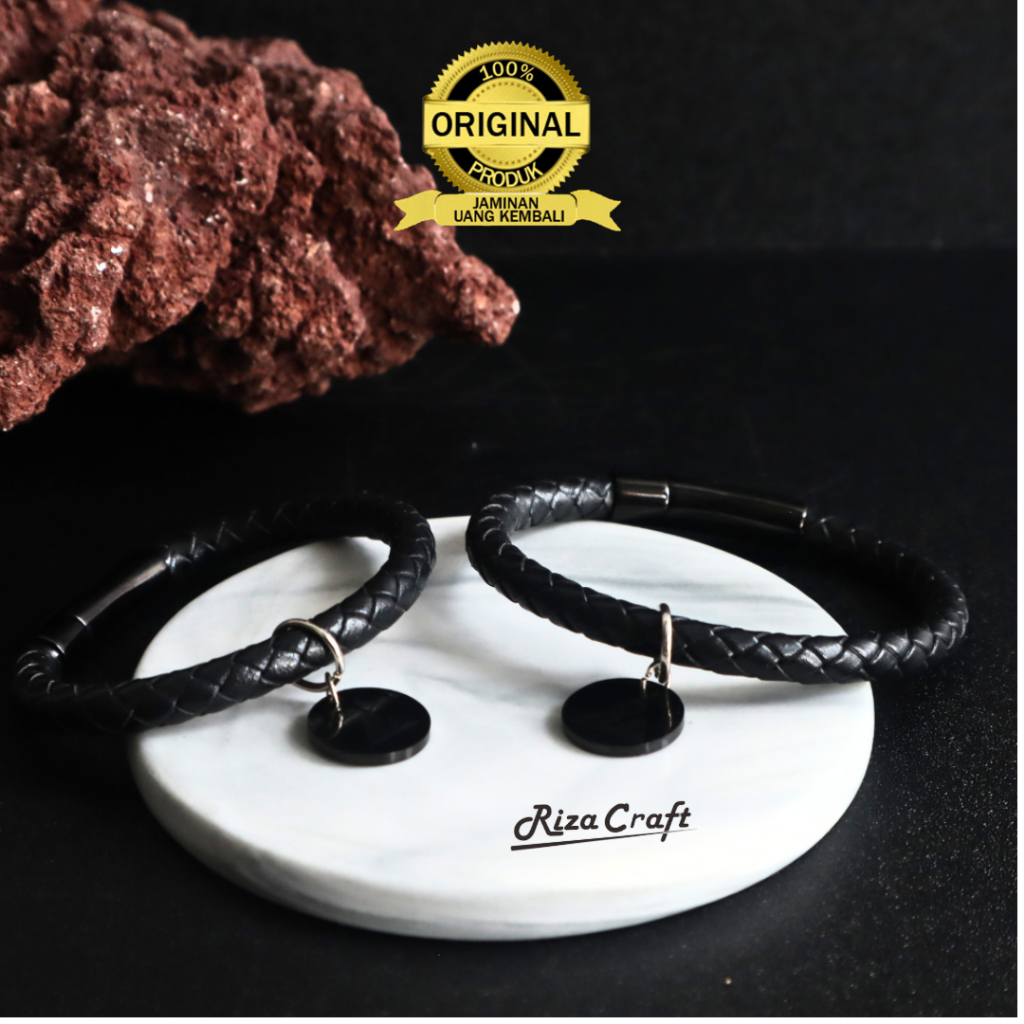 Gelang Couple Pasangan Bestie Pria Wanita Keren Aesthetic Custom Nama Inisial Logo Brand Anti Karat