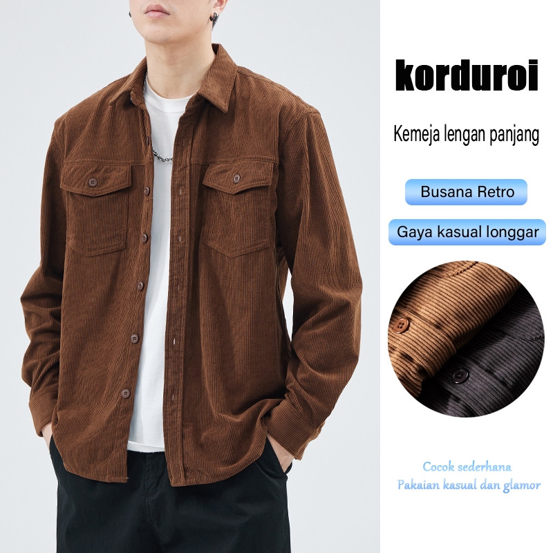 jaket corduroy pria jumbo outer pria casual  jaket corduroy pria vintage work jaket corduroy trucker