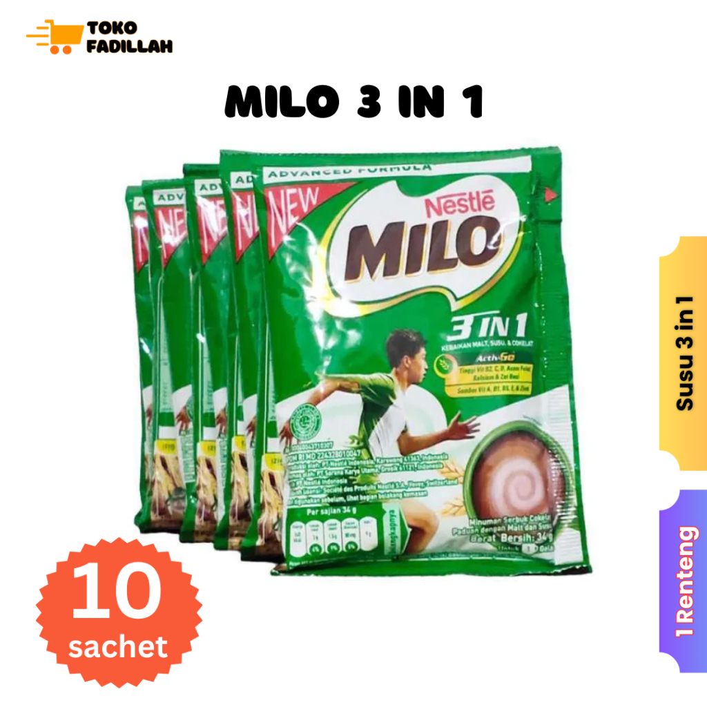 

MILO 3 IN 1 Sachet 34g x 10 pcs (Renteng)