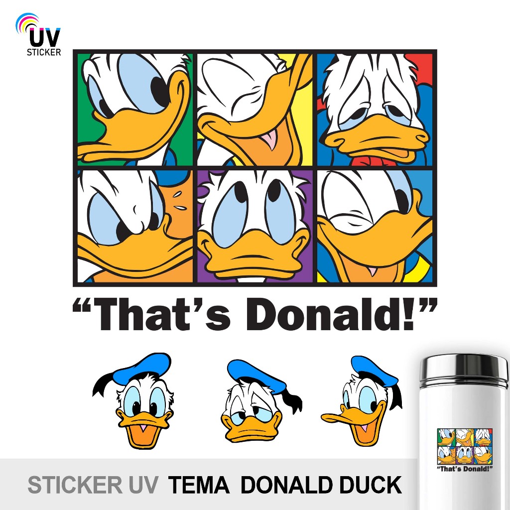 

STIKER UV - TEMA DONALD DUCK | STICKER UV, STICKER MOTOR, STICKER MOBIL, STICKER HELM, STICKER TUMBLER, STICKER 3D, STICKER UV DTF BY UVSticker