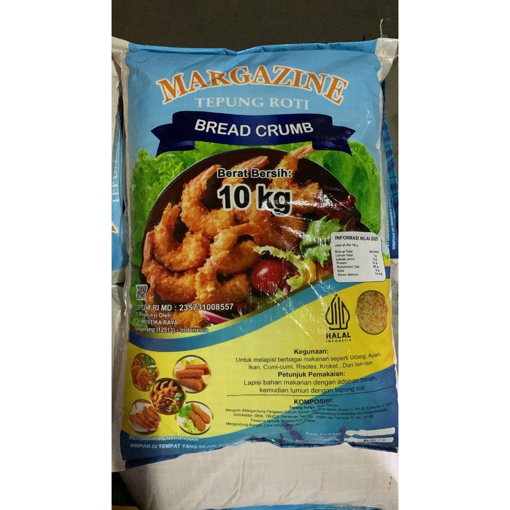

Tepung Roti / Panir / Breadcrump 10 KG Merk Margazine (BALL)