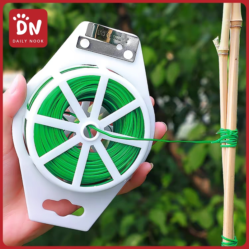 Tali pengikat berkebun kawat pengikat berlapis plastik, pemotong kawat, tali pengikat tanaman meramb