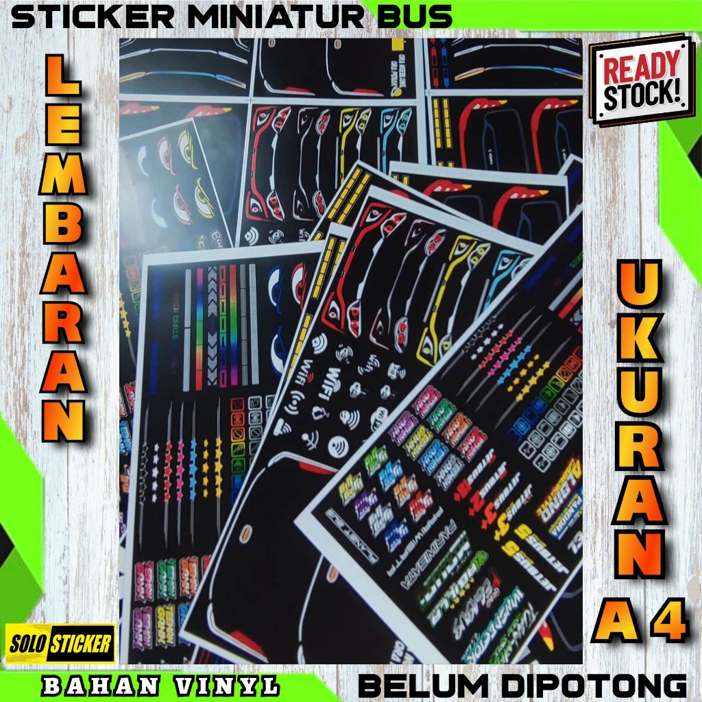 

Sticker Aksesoris Miniatur Bus Bahan Premium Anti Air Lembaran Belum Cutting